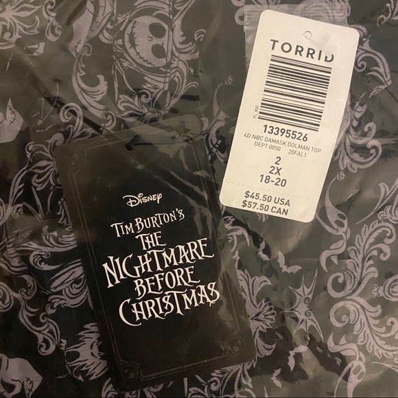 NWT TORRID Nightmare Before Christmas Dolman Top - Picture 11 of 12